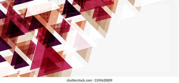 Banner con diseño geométrico de triángulo de mosaico multicolor sobre fondo blanco. Textura abstracta. Plantilla de diseño de ilustración vectorial. Fondo del patrón de arte geométrico.