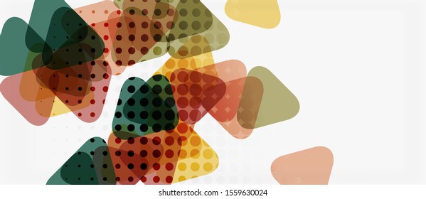 Banner mit mehrfarbigem Mosaikdreieck, geometrisches Design auf weißem Hintergrund. Abstrakte Textur. Design-Vorlage für Vektorgrafiken. Geometrisches Kunstmuster, Hintergrund.