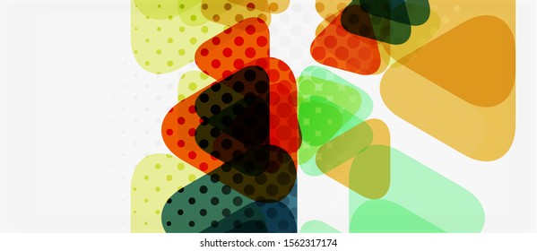 Banner com design geométrico triângulo mosaico multicolorido sobre fundo branco. Textura abstrata. Modelo de design de ilustração vetorial. Plano de fundo de padrão de arte geométrica.