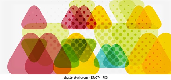Banner con diseño geométrico de triángulo de mosaico multicolor sobre fondo blanco. Textura abstracta. Plantilla de diseño de ilustración vectorial. Fondo del patrón de arte geométrico.