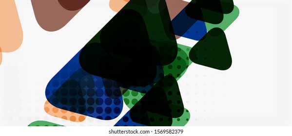 Banner with multicolored mosaic triangle geometric design on white background. Abstract texture. Vector illustration design template. Geometric art pattern background.