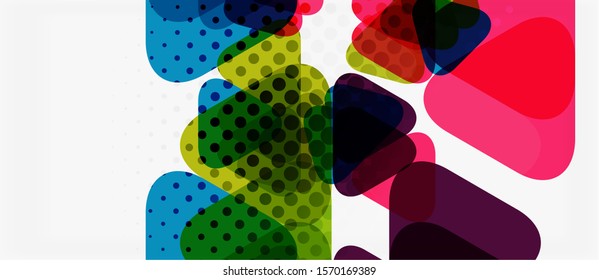 Banner with multicolored mosaic triangle geometric design on white background. Abstract texture. Vector illustration design template. Geometric art pattern background.