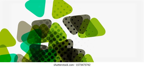 Banner con diseño geométrico de triángulo de mosaico multicolor sobre fondo blanco. Textura abstracta. Plantilla de diseño de ilustración vectorial. Fondo del patrón de arte geométrico.