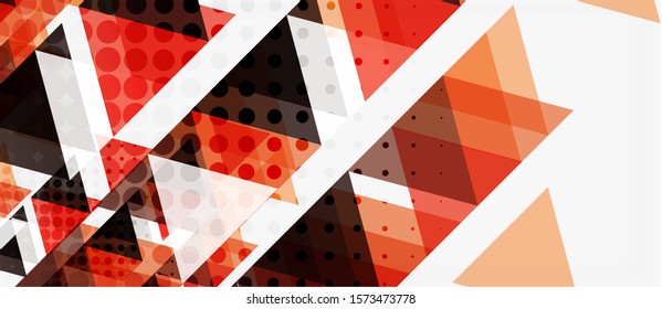 Banner with multicolored mosaic triangle geometric design on white background. Abstract texture. Vector illustration design template. Geometric art pattern background.