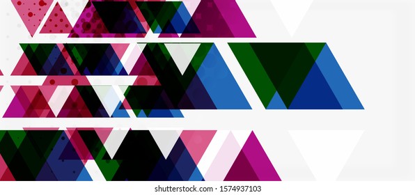 Banner con diseño geométrico de triángulo de mosaico multicolor sobre fondo blanco. Textura abstracta. Plantilla de diseño de ilustración vectorial. Fondo del patrón de arte geométrico.