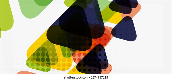Banner with multicolored mosaic triangle geometric design on white background. Abstract texture. Vector illustration design template. Geometric art pattern background.