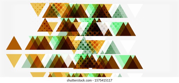 Banner with multicolored mosaic triangle geometric design on white background. Abstract texture. Vector illustration design template. Geometric art pattern background.