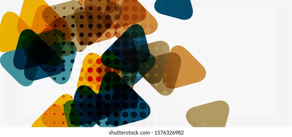 Banner with multicolored mosaic triangle geometric design on white background. Abstract texture. Vector illustration design template. Geometric art pattern background.