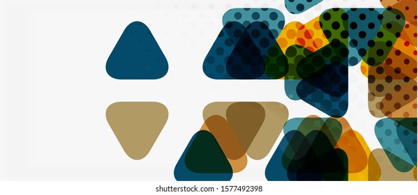 Banner con diseño geométrico de triángulo de mosaico multicolor sobre fondo blanco. Textura abstracta. Plantilla de diseño de ilustración vectorial. Fondo del patrón de arte geométrico.