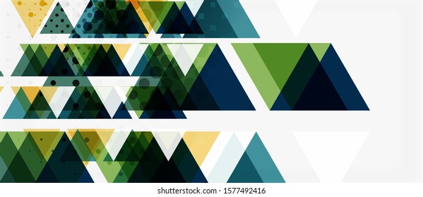 Banner mit mehrfarbigem Mosaikdreieck, geometrisches Design auf weißem Hintergrund. Abstrakte Textur. Design-Vorlage für Vektorgrafiken. Geometrisches Kunstmuster, Hintergrund.
