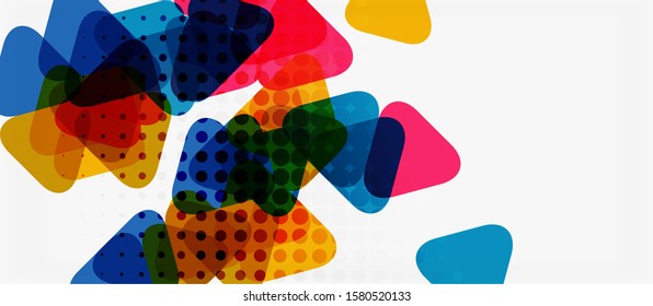 Banner con diseño geométrico de triángulo de mosaico multicolor sobre fondo blanco. Textura abstracta. Plantilla de diseño de ilustración vectorial. Fondo del patrón de arte geométrico.