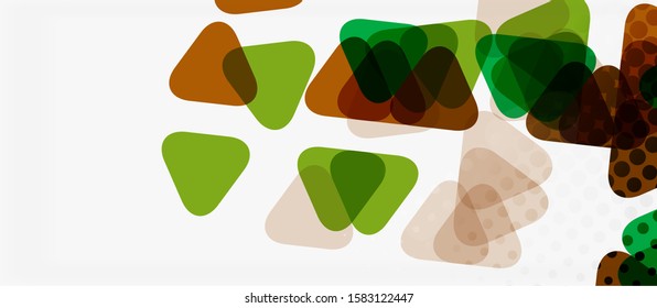 Banner com design geométrico triângulo mosaico multicolorido sobre fundo branco. Textura abstrata. Modelo de design de ilustração vetorial. Plano de fundo de padrão de arte geométrica.