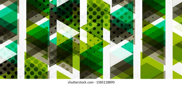 Banner with multicolored mosaic triangle geometric design on white background. Abstract texture. Vector illustration design template. Geometric art pattern background.
