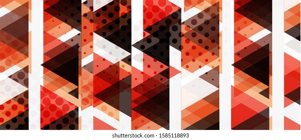 Banner with multicolored mosaic triangle geometric design on white background. Abstract texture. Vector illustration design template. Geometric art pattern background.