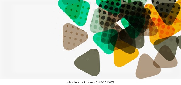 Banner with multicolored mosaic triangle geometric design on white background. Abstract texture. Vector illustration design template. Geometric art pattern background.