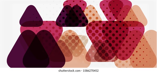 Banner with multicolored mosaic triangle geometric design on white background. Abstract texture. Vector illustration design template. Geometric art pattern background.