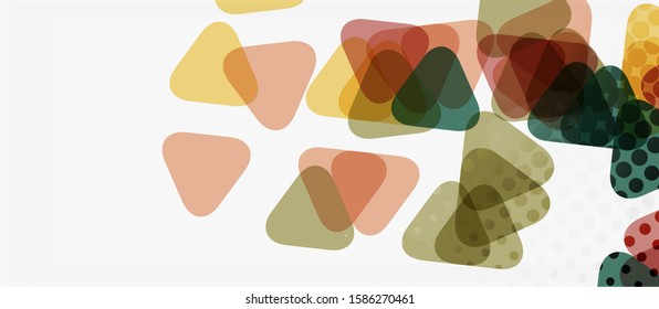 Banner with multicolored mosaic triangle geometric design on white background. Abstract texture. Vector illustration design template. Geometric art pattern background.