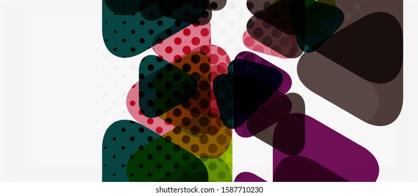 Banner with multicolored mosaic triangle geometric design on white background. Abstract texture. Vector illustration design template. Geometric art pattern background.