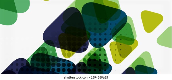 Banner with multicolored mosaic triangle geometric design on white background. Abstract texture. Vector illustration design template. Geometric art pattern background.