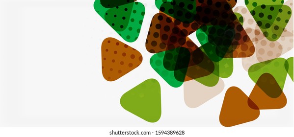 Banner with multicolored mosaic triangle geometric design on white background. Abstract texture. Vector illustration design template. Geometric art pattern background.