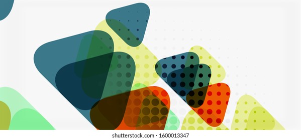 Banner con diseño geométrico de triángulo de mosaico multicolor sobre fondo blanco. Textura abstracta. Plantilla de diseño de ilustración vectorial. Fondo del patrón de arte geométrico.