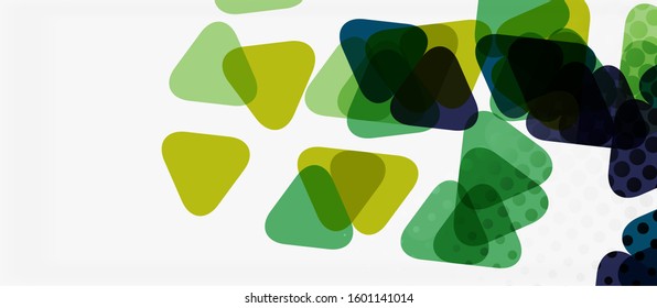 Banner with multicolored mosaic triangle geometric design on white background. Abstract texture. Vector illustration design template. Geometric art pattern background.