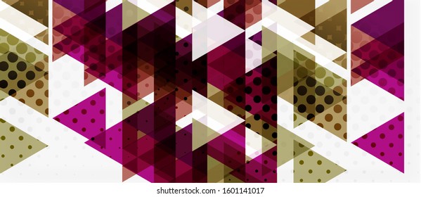 Banner mit mehrfarbigem Mosaikdreieck, geometrisches Design auf weißem Hintergrund. Abstrakte Textur. Design-Vorlage für Vektorgrafiken. Geometrisches Kunstmuster, Hintergrund.
