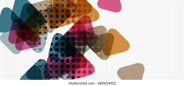 Banner with multicolored mosaic triangle geometric design on white background. Abstract texture. Vector illustration design template. Geometric art pattern background.