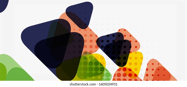 Banner with multicolored mosaic triangle geometric design on white background. Abstract texture. Vector illustration design template. Geometric art pattern background.
