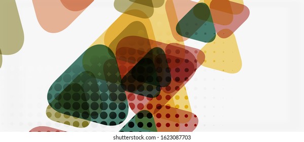 Banner con diseño geométrico de triángulo de mosaico multicolor sobre fondo blanco. Textura abstracta. Plantilla de diseño de ilustración vectorial. Fondo del patrón de arte geométrico.