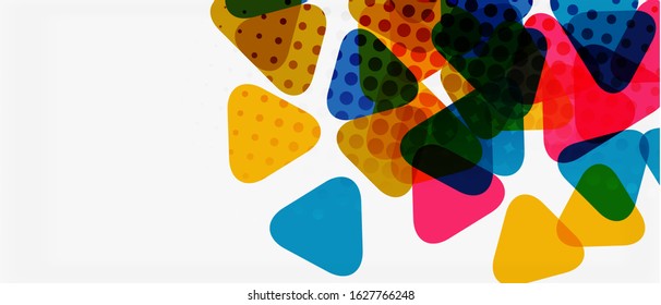 Banner mit mehrfarbigem Mosaikdreieck, geometrisches Design auf weißem Hintergrund. Abstrakte Textur. Design-Vorlage für Vektorgrafiken. Geometrisches Kunstmuster, Hintergrund.