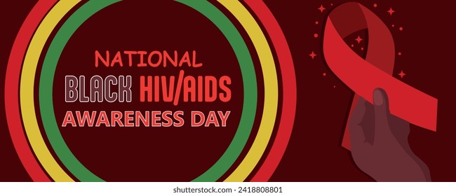 Banner for National Black  HIV AIDS Awareness Day with hand hol