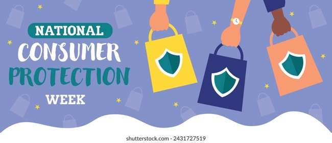 Banner for National Consumer Protection Week with shopping bags