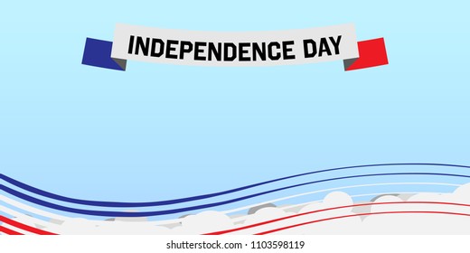 Banner for national holiday celebration with blue white and red flag colors for USA on July 4 as Independence Day
