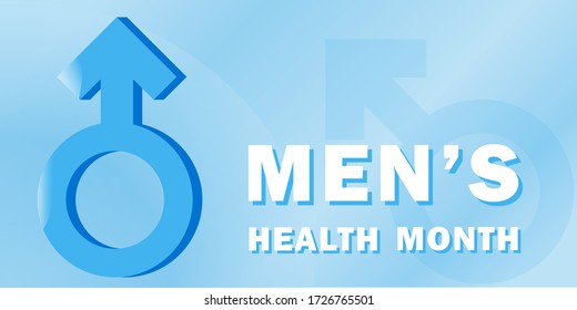 Banner for the national month of men's health with a symbol of masculinity and text, the concept of a healthy lifestyle