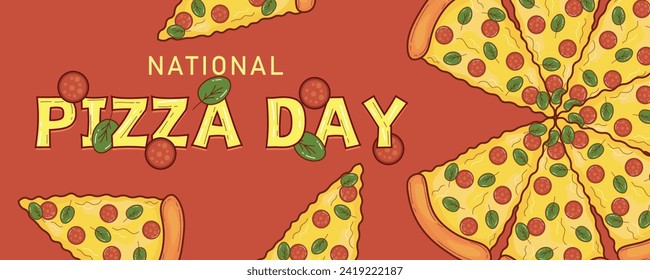 Banner for National Pizza Day with pepperoni pizza