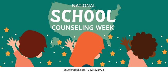 Banner for National School Counseling Week with little children