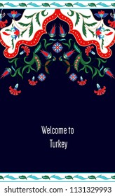 Banner with national Turkey floral ornament.