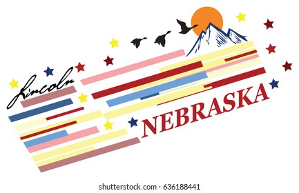 Banner Nebraska for the presentation of the US state. Vector illustration.