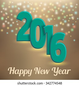 Banner for New 2016 Year with bright colorful lights. Vector illustration