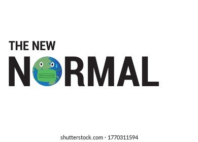 Banner La nueva tipografía normal con el mundo usando ilustración de máscaras