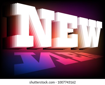 Banner Of "NEW". New Typographical On Abstract Colorful Background With Light And Shadow. Templates For Placards, Banners, Presentations, Reports, Card And Wallpaper. Vector Illustration.Eps10
