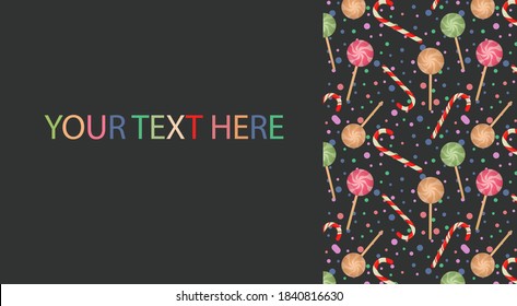 Banner with New year's candy with space for text
