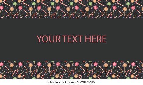 Banner with New year's candy with space for text
