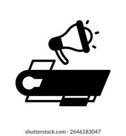Banner News dual tone mini illustration glyph icon, use for journalist, broadcasting, news and media UI, UX kit, app and web development, digital or print.