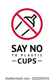 Banner No plastic cup forbidden sign, modern red round sticker