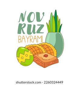 Banner for Novruz Bayram holiday on white background