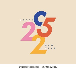 Banner with numbers 2025 for New Year with place for text for your seasonal holidays flyers, greetings and invitations, congratulations cards and other design template. Vector illustration.