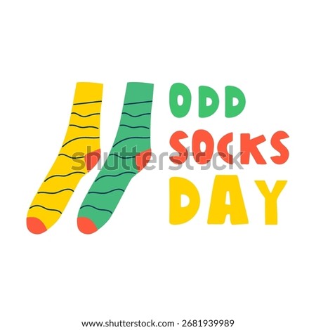 Banner - Odd Socks Day. Isolated Vector Art. Playful flat illustration with clean design on a white background.