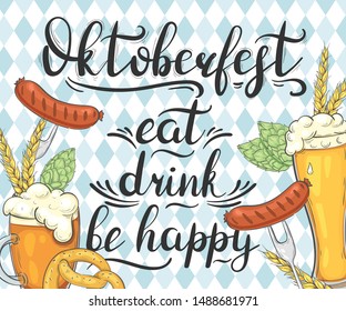 Banner for Oktoberfest. Background with  beer, sausages and other